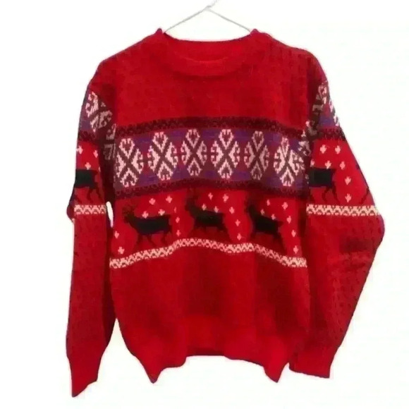 Vintage Men’s 100% Acrylic Holiday Christmas Reindeer Sweater Size Medium‎ - Picture 1 of 6